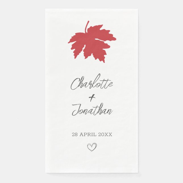 Red  Autumn Maple Leaf Wedding   Napkin (Front)