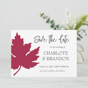 Red Autumn Maple Leaf Wedding Save The Date   Invi Invitation