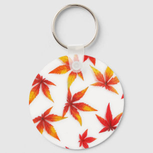 Red Autumn Maple Leaves Keychain