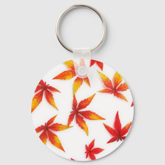 Red Autumn Maple Leaves Keychain (Front)