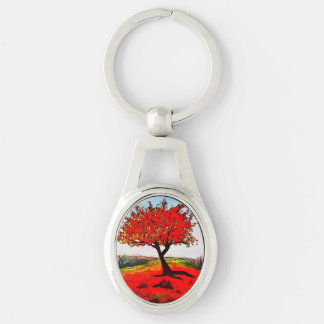 Red Autumn Tree Keychain