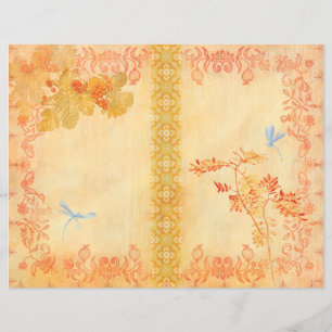 Red Autumn Unlined Junkjournal Paper