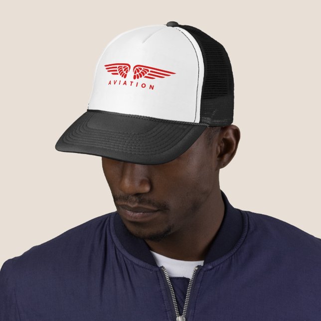 Red Aviation Wings Logo Cap (In Situ)