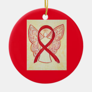 Red Awareness Ribbon Angel Art Ornaments