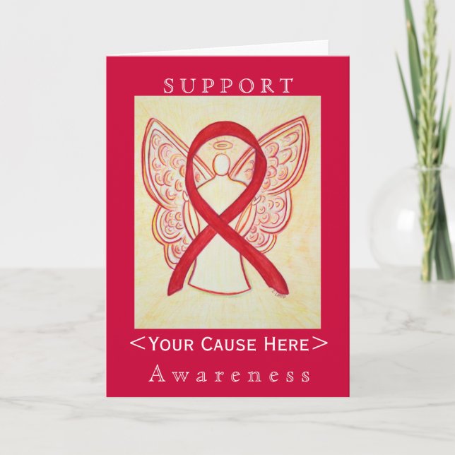 Red Awareness Ribbon Angel Customized Card (Front)