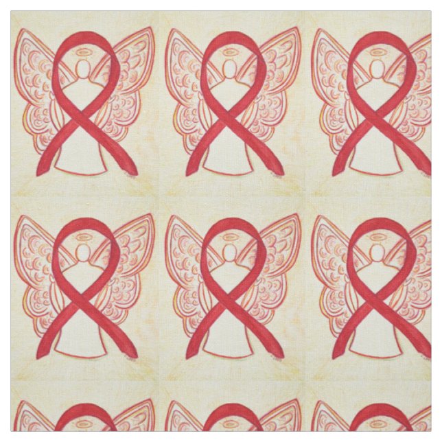 Red Awareness Ribbon Angel Fabric Art Material (Swatch)