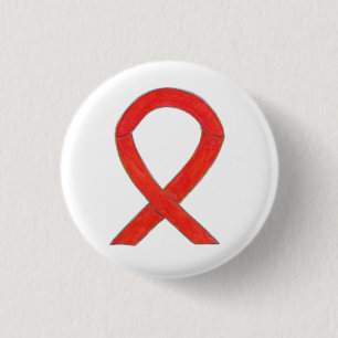 Red Awareness Ribbon Art Custom Pendant Buttons