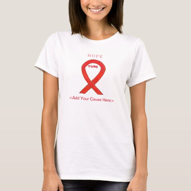Red Awareness Ribbon Cause Apparel Custom Shirts (Front)