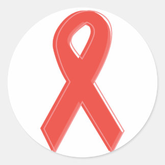 Red Awareness Ribbon Classic Round Sticker