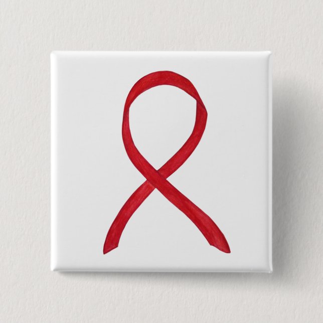Red Awareness Ribbon Custom Art Pins (Front)