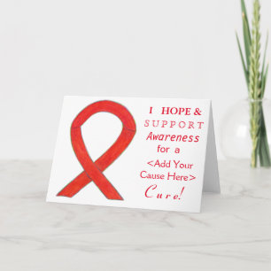Red Awareness Ribbon Custom Cause Note Cards