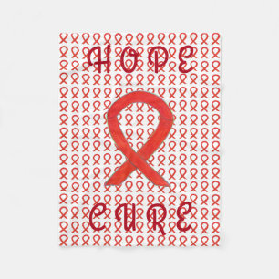 Red Awareness Ribbon Custom Chemo Fleece Blanket