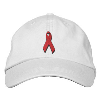 red awareness ribbon embroidered hat