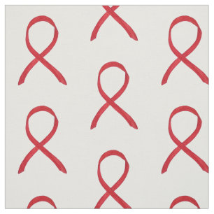 Red Awareness Ribbon Fabric Art Custom Material