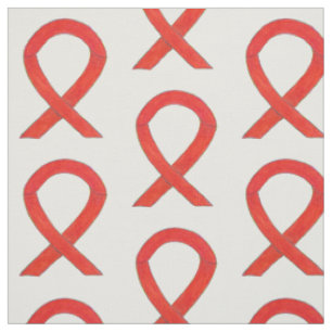 Red Awareness Ribbon Fabric Art Custom Material