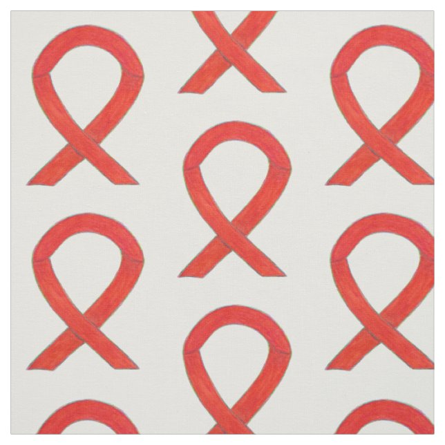 Red Awareness Ribbon  Fabric Art Custom Material (Swatch)