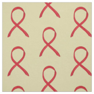 Red Awareness Ribbon Fabric Art Custom Material