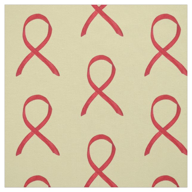 Red Awareness Ribbon  Fabric Art Custom Material (Swatch)