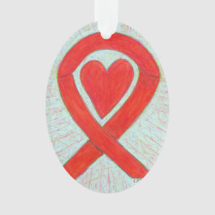 Red Awareness Ribbon Heart Christmas Ornament