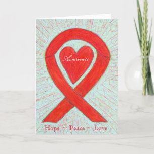 Red Awareness Ribbon Heart Custom Greeting Cards
