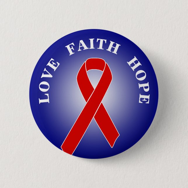 Red Awareness Ribbon + your message 2 Inch Round Button (Front)