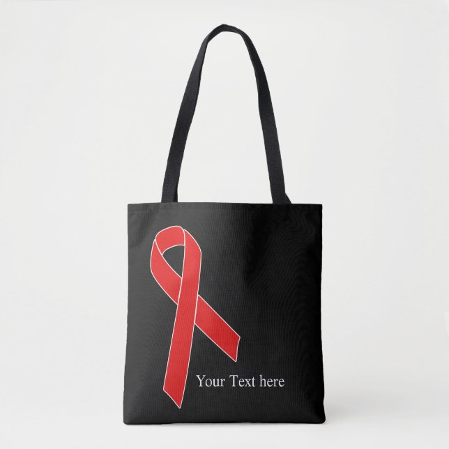 Red Awareness Ribbon + your message Tote Bag (Front)