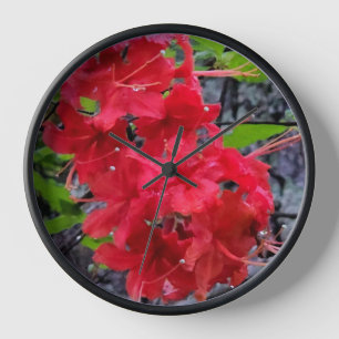 Red Azalea Flowers Clock