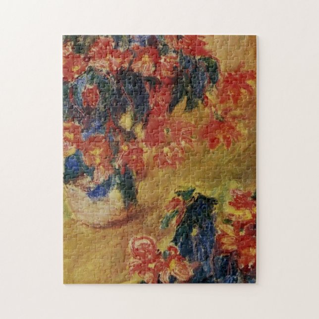 Red Azaleas in a Pot Monet Fine Art Jigsaw Puzzle (Vertical)