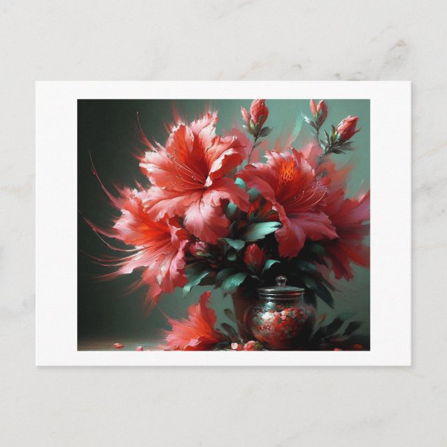 Red Azaleas,  Postcard (Front)