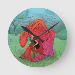 Red Baby Dragon Round Clock