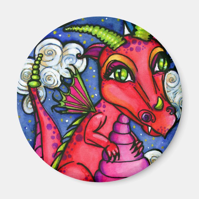 Red Baby Dragon Super mignon Magnet (Devant)