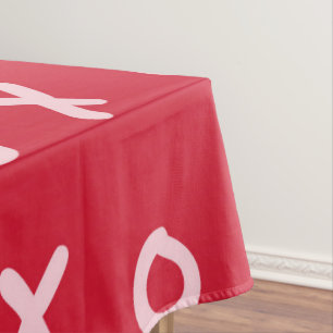 Red & Baby Pink X O XO XO's Trendy Cute Tablecloth