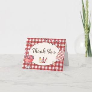 Red Baby-Q baby shower Thank You Card