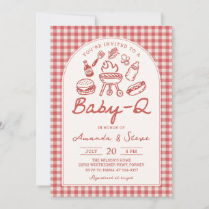 Red Baby Q Backyard BBQ Baby Shower Invitation