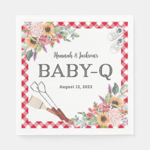 Red Baby-Q Shower Personalized Napkins