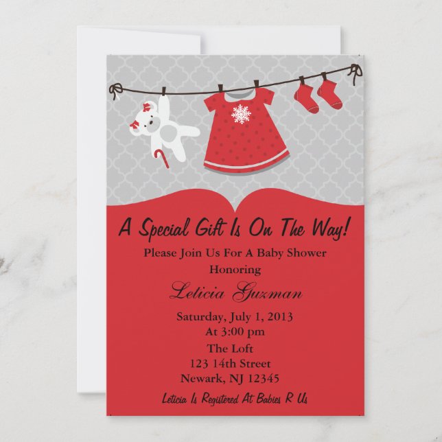 Red Baby Shower Invitation (Front)