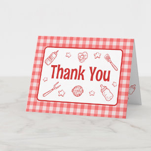 Red BaByQ Baby Shower Barbecue Thank You Card