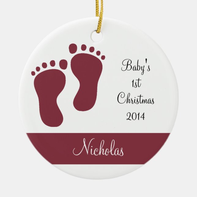 Red Baby's 1st Ceramic Ornament (Front)