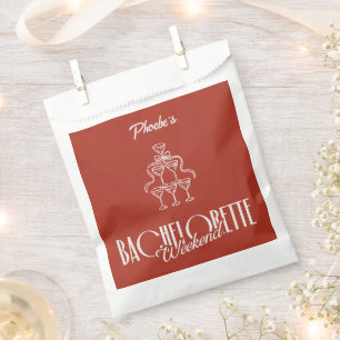 Red Bachelorette Weekend Wine Glasses Doodle Favour Bag