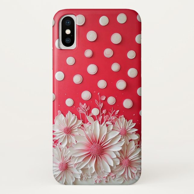 Red Background and Polka Dot Pattern Case-Mate iPhone Case (Back)