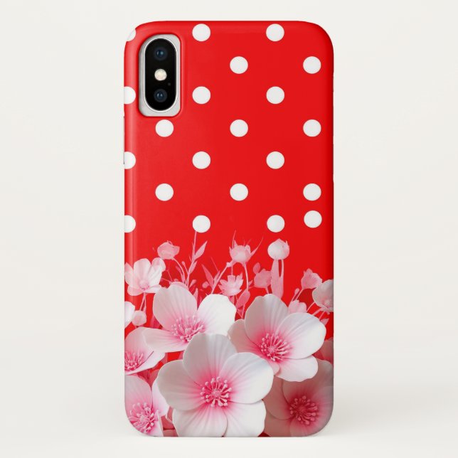 Red Background and Polka Dot Pattern Case-Mate iPhone Case (Back)