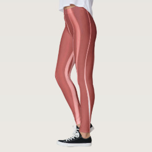 Red Background And White Wavy stripes Leggings