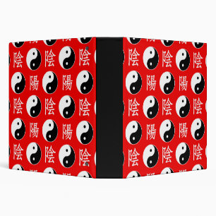 Red Background Chinese Yinyang Pattern Binder