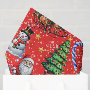 Red Background Christmas Decorative Pattern Tissue Paper