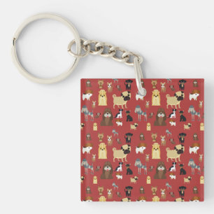 red background dogs pattern. keychain