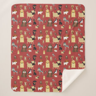red background dogs pattern. sherpa blanket