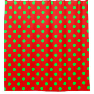 Red Background Green Polka Dots Design 