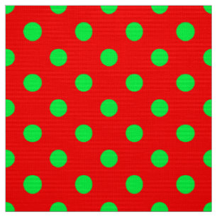 Red Background Green Polka Dots Design Fabric