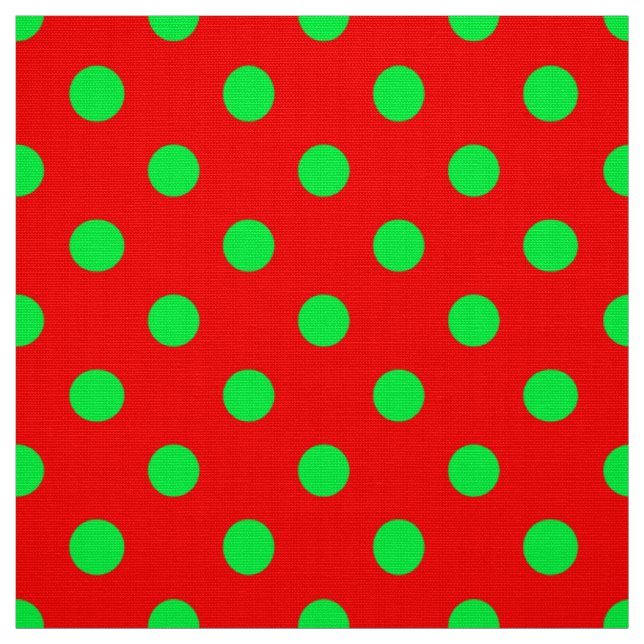 Red Background Green Polka Dots Design  Fabric (Swatch)