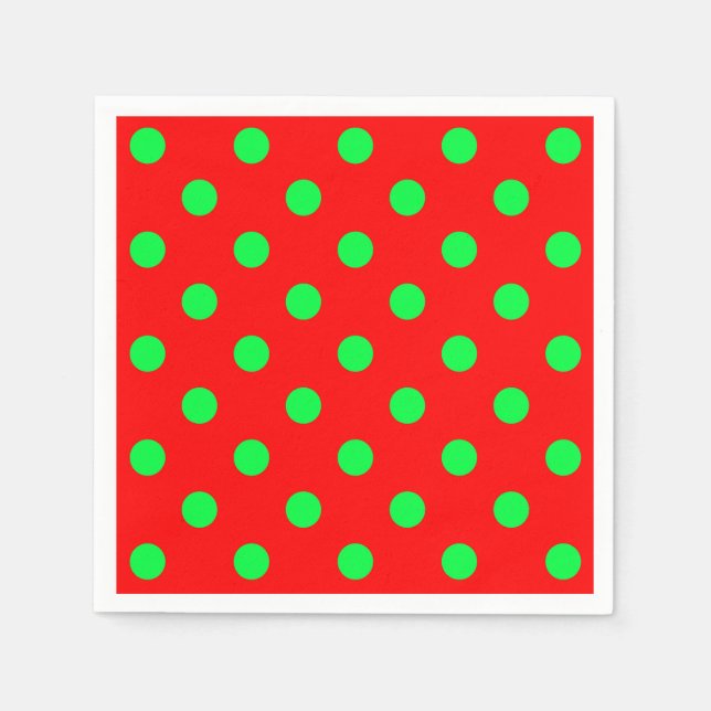 Red Background Green Polka Dots Design  Napkin (Front)